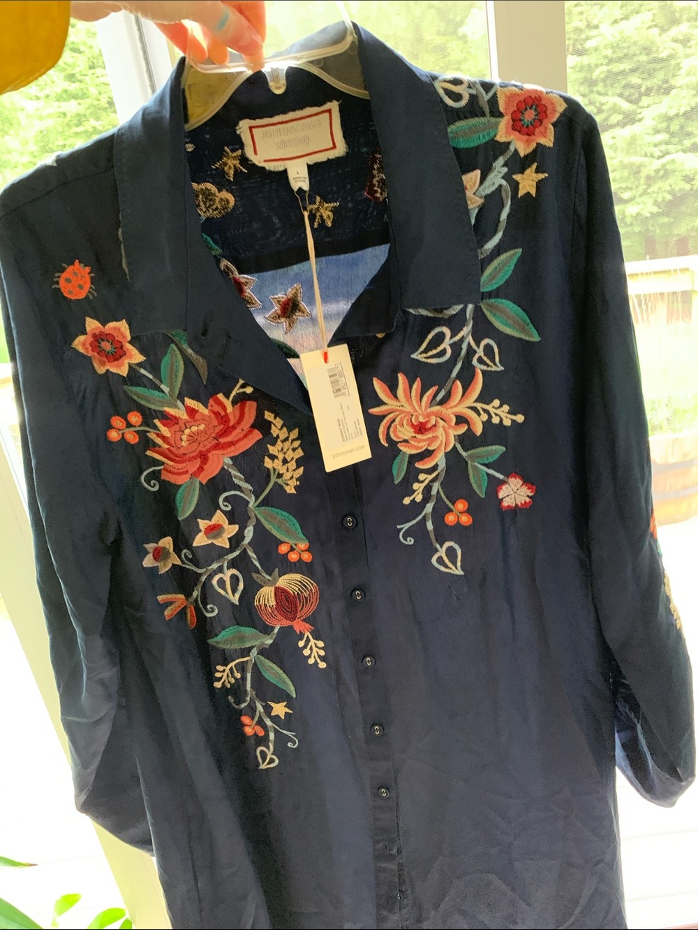 Johnny Was Navy Embroidered Floral Dress - Picture 8 of 8